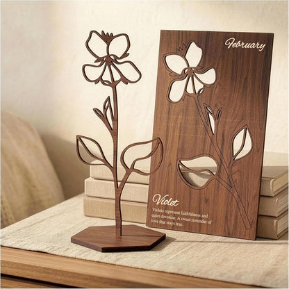 Birth Month Flower Wooden Decor, Grandma Mothers Day Gift for Mom Nana Gigi, Elegant Floral Home Decor, Birthday Christmas Gift