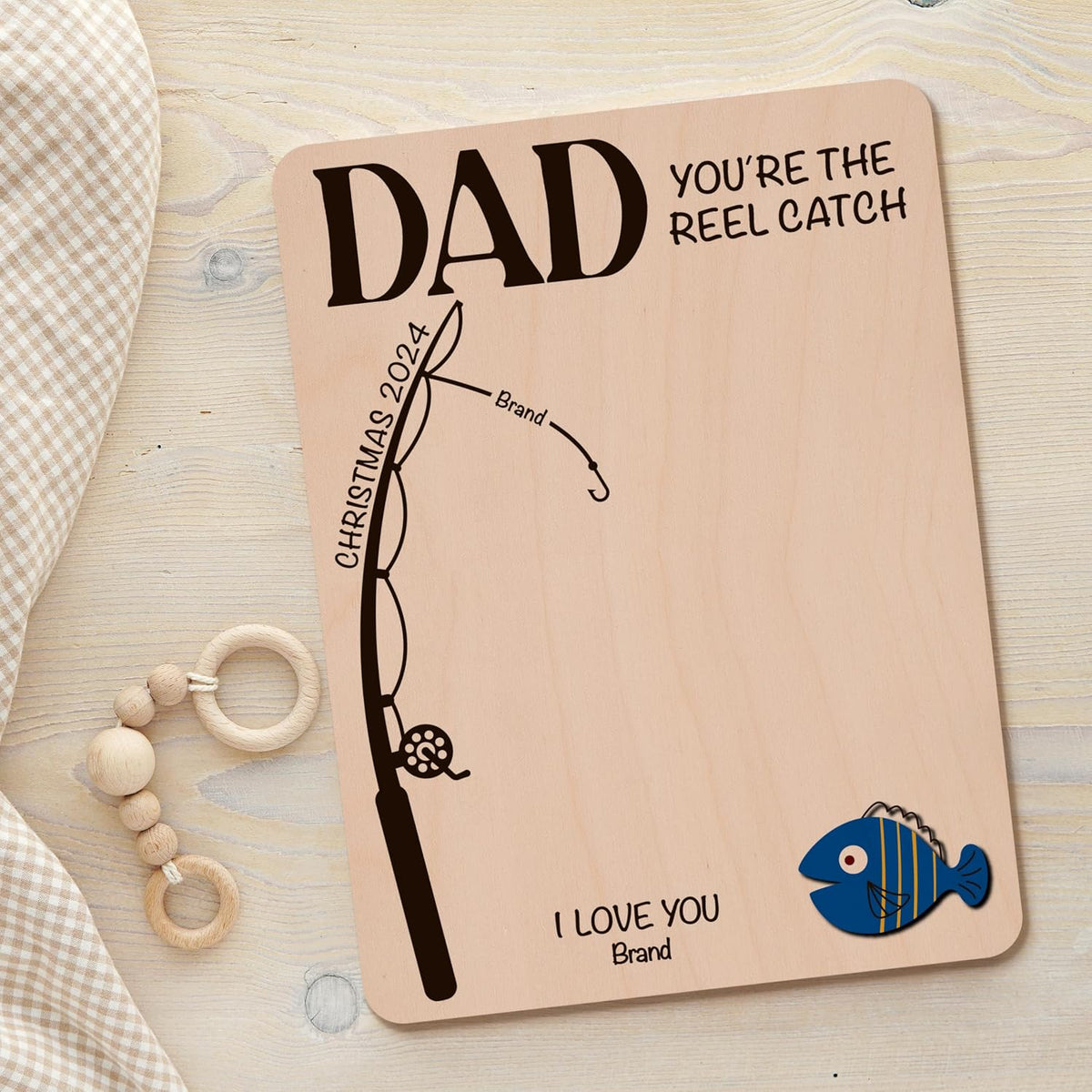 Personalized Fishing Handprint Wood Sign with Names, Custom Dad Gift