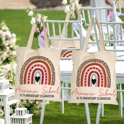 Personalized Teacher's Appreciaton Camvas Tote Bags w/Name & Text - 9 Design Custom Teachers Day Bag Gifts for Teacher Customized Canvas Gift Women Shoulder Birthday C1 Beige 15''X 16'' inches