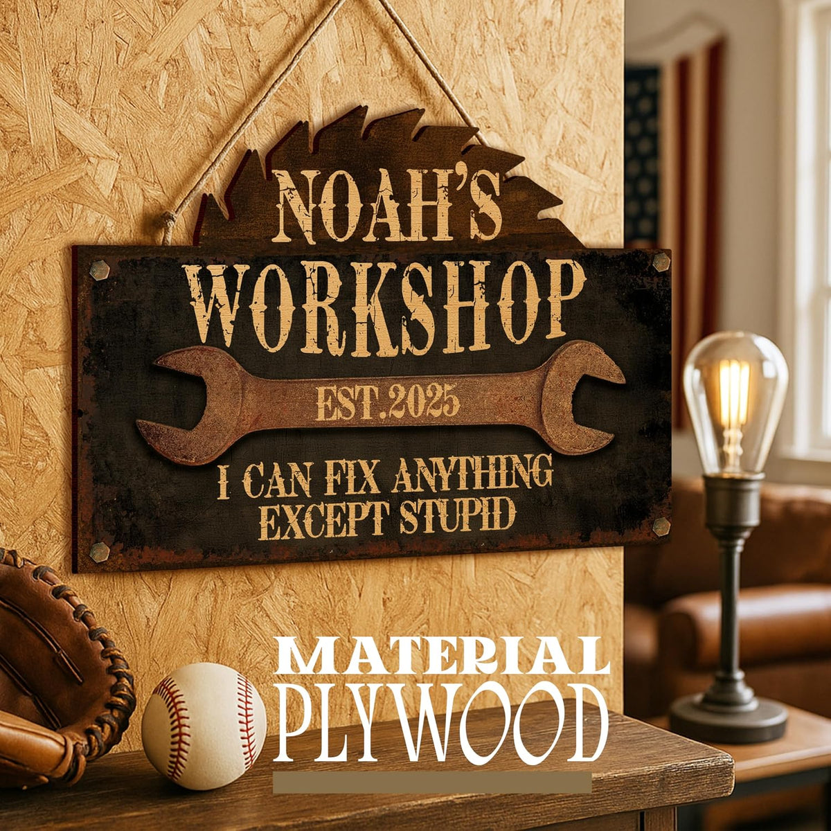 Personalized Garage Wood Sign for Dad or Grandpa – Custom Rustic Workshop Wall Decor with Name – Funny Gift for Father’s Day, Birthday, Christmas from Kids or Grandkids – Papa’s Garage Sign