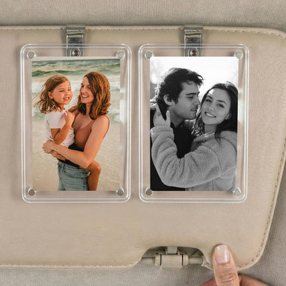 Personalized Car Visor Photo Clip – Custom Acrylic Picture Holder with Text, Gift for Dad, Mom, Husband, Wife, or Girlfriend