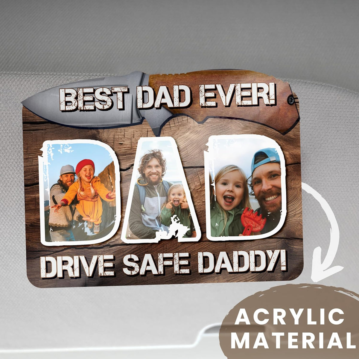 Personalized Cowboy Horseshoe Car Visor Clip – Custom Photo & Message Gift for Dad – Drive Safe Daddy – Cute Father’s Day Car Accessory from Kids – Best Dad Ever