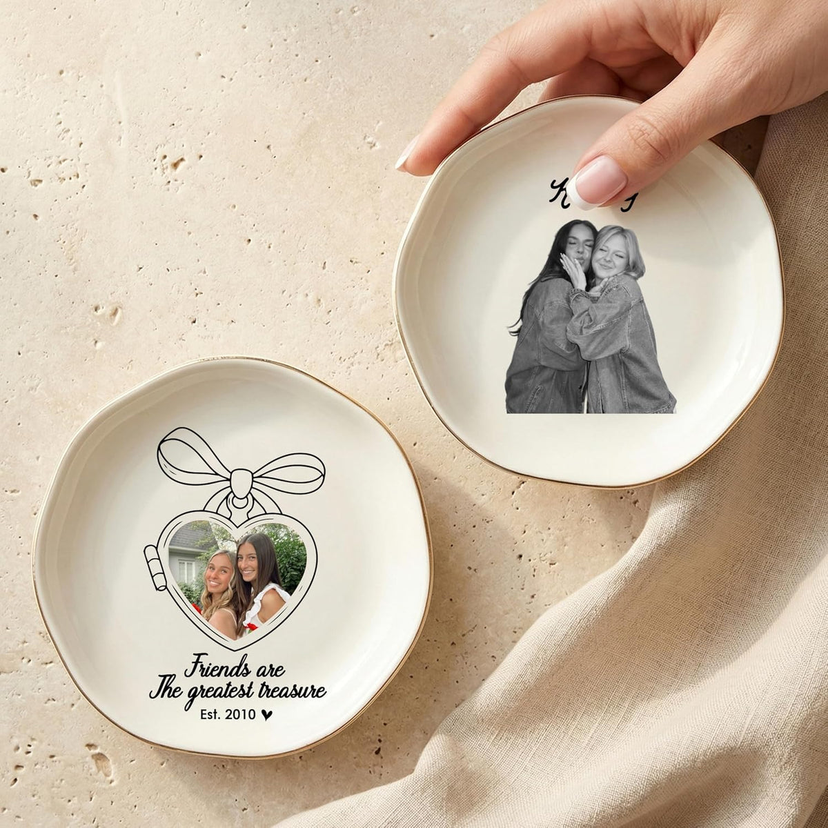 Personalized Ring Dish with Name, Custom Jewelry Tray Gift for Women, Bridesmaids, Mom, Grandma, or Best Friends