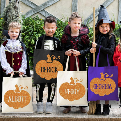 Personalized Halloween Tote Bag with Name, Custom Trick or Treat Gift