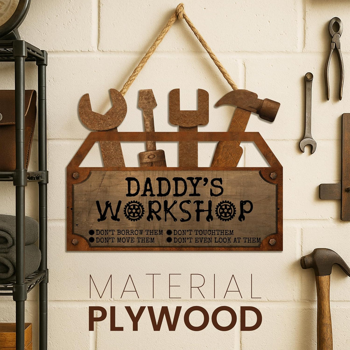 Custom Garage Sign for Dad, Grandpa, or Papa – Personalized Wall Decor for Man Cave or Workshop – Unique Gift from Kids for Father’s Day, Birthday, Christmas – Rustic Funny Shop Sign