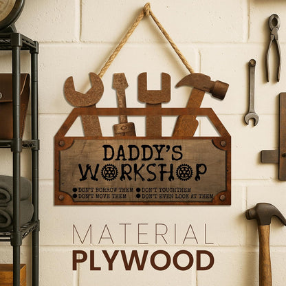 Custom Garage Sign for Dad, Grandpa, or Papa – Personalized Wall Decor for Man Cave or Workshop – Unique Gift from Kids for Father’s Day, Birthday, Christmas – Rustic Funny Shop Sign