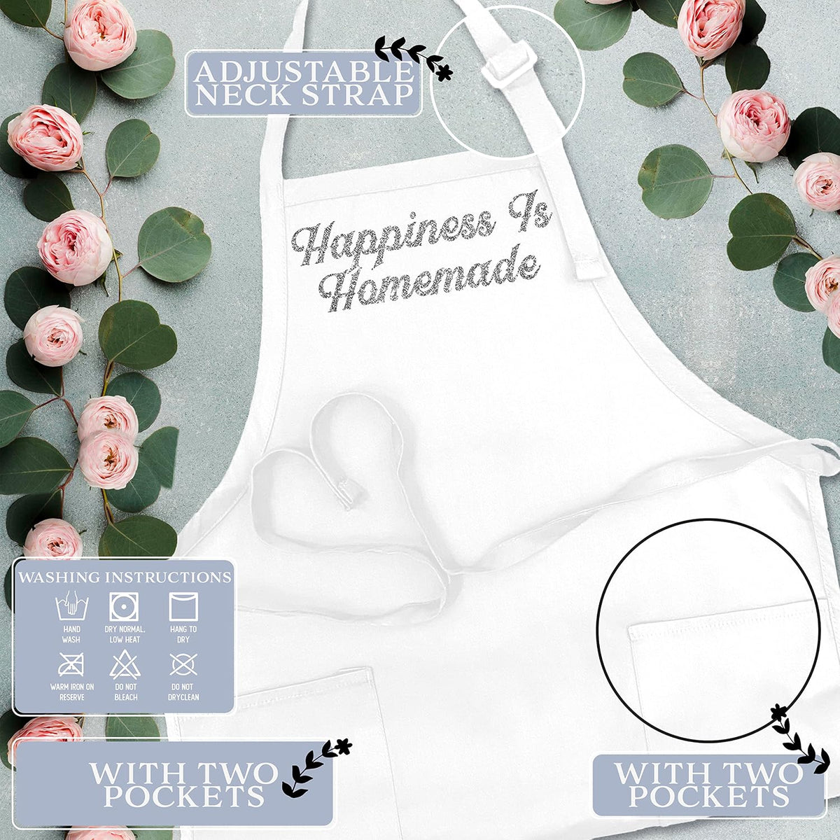 LALALA GIFT LAND Customized Kitchen Chef Apron w/Pockets - Black & White Option - 9 Font - 18 Color - Personalized Chef Apron
