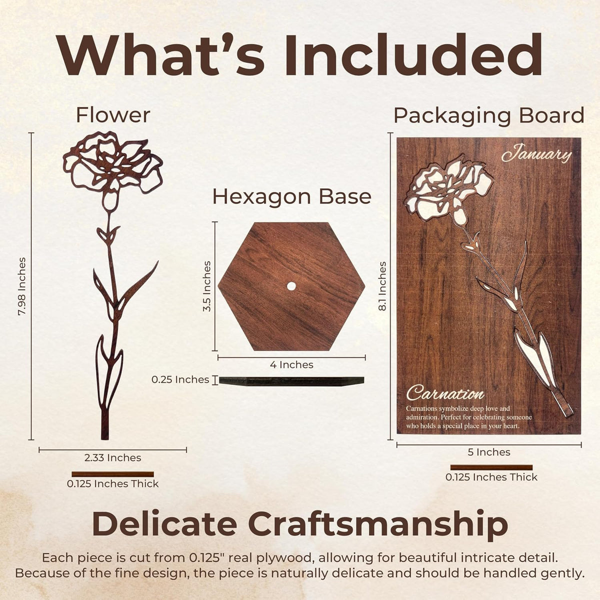 Birth Month Flower Wooden Decor, Grandma Mothers Day Gift for Mom Nana Gigi, Elegant Floral Home Decor, Birthday Christmas Gift