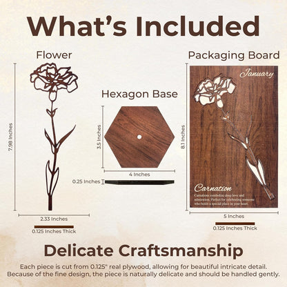 Birth Month Flower Wooden Decor, Grandma Mothers Day Gift for Mom Nana Gigi, Elegant Floral Home Decor, Birthday Christmas Gift