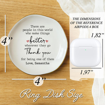 Personalized Thank You Jewelry Tray with Custom Name - Ceramic Jewelry Trinket Plate with Heartwarming Message - Appreciation Gift for Women, Nurse, Teacher, Mom, Best Friend, Birthday, Christmas