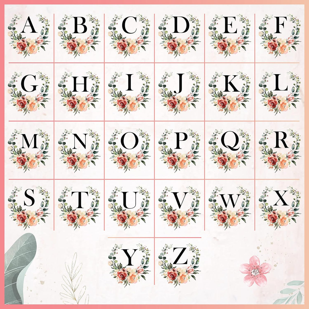 Floral Initial Tote Bag for Women - Personalized Canvas Bag for Bridesmaid Gifts - Monogrammed Aestetic Teacher Totes Bags (Initial #K)