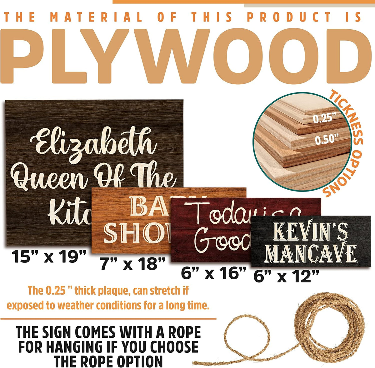 Personalized Wood Signs for Home Decor Gifts - Customizable w/ 10 Font & 5 Color Options - Customized Rustic Wooden Plaque for Wall Decoration - Decorative Sign/Board for Kitchen or Farmhouse Gift C2