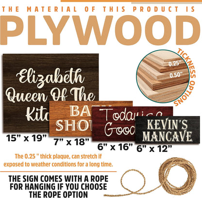 Personalized Wood Signs for Home Decor Gifts - Customizable w/ 10 Font & 5 Color Options - Customized Rustic Wooden Plaque for Wall Decoration - Decorative Sign/Board for Kitchen or Farmhouse Gift C2