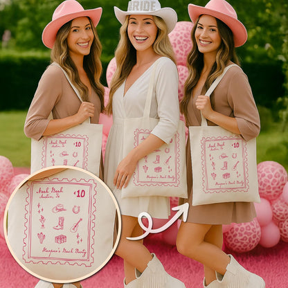 Personalized Beach Tote Bag, Custom Canvas Bachelorette Bridal Party Gift