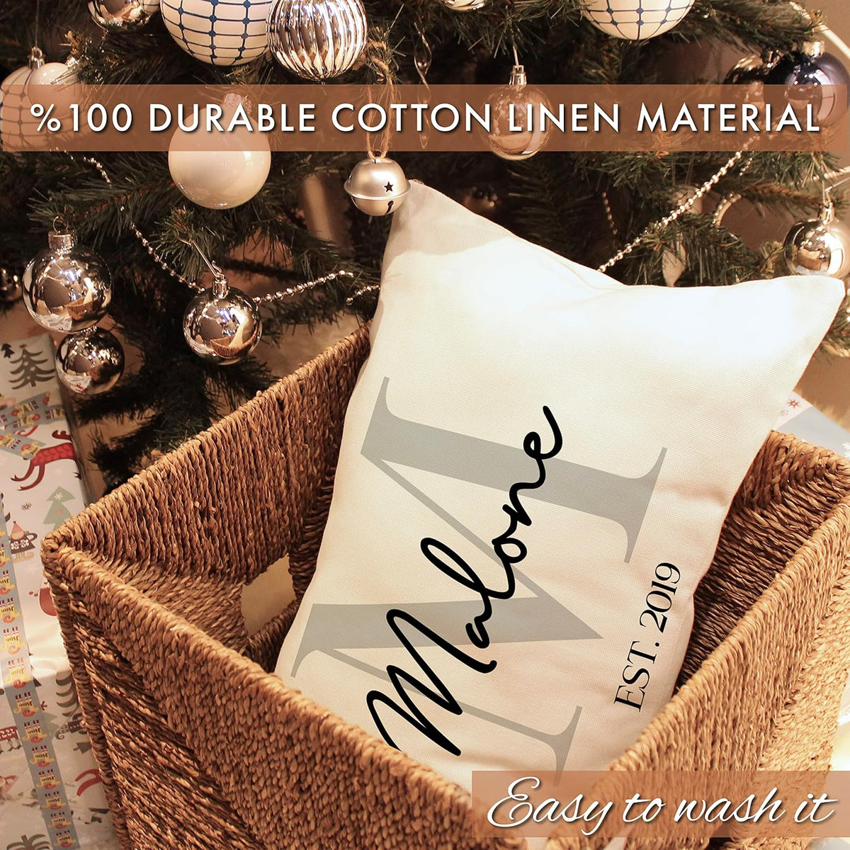 Personalized Lumbar Pillow 12x20 with Family Name, Custom Grandma Gift