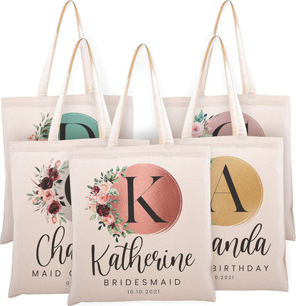 Personalized Initial Tote Bag for Bridesmaid, Customize Brush Totes for Events