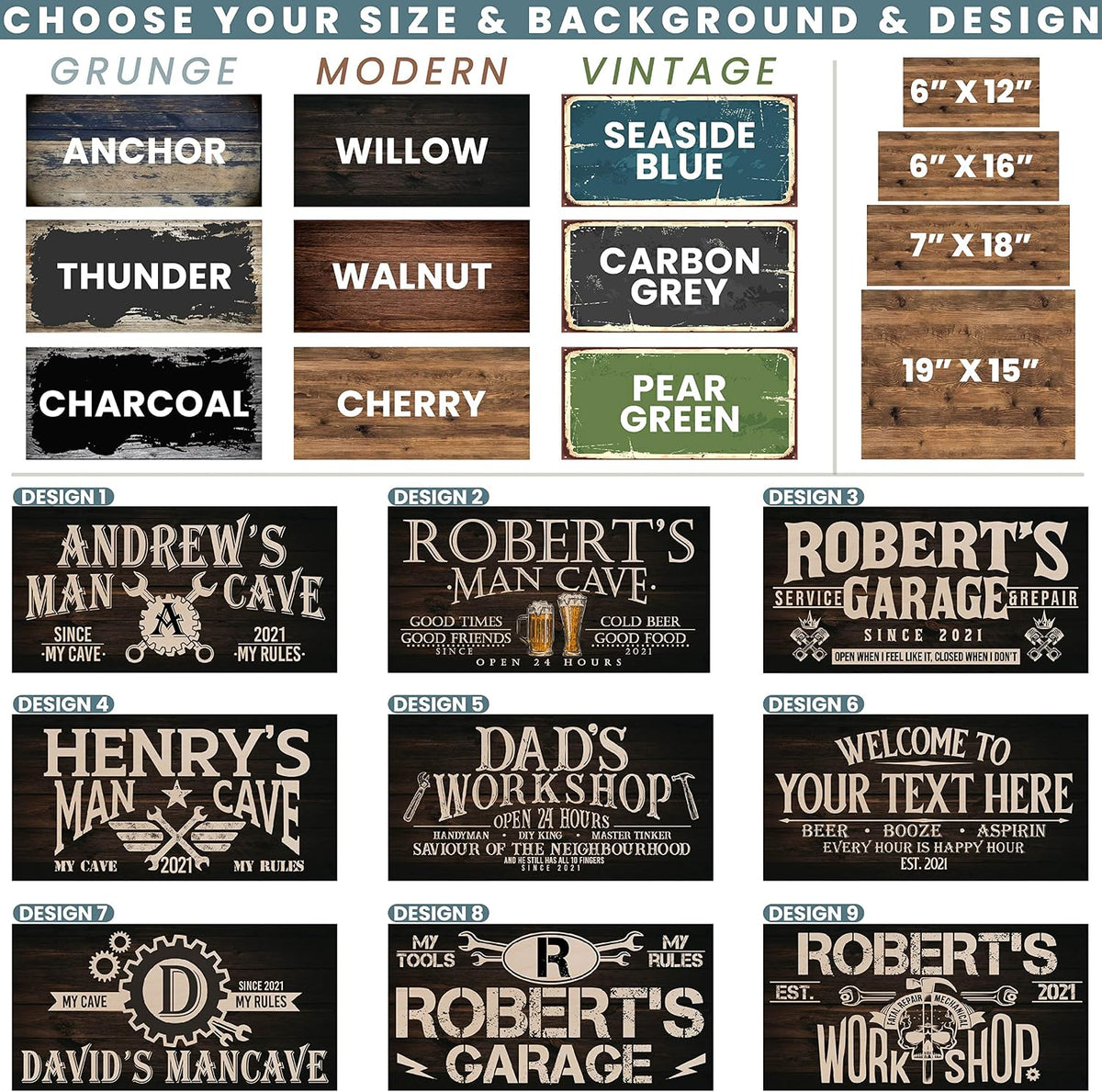 Personalized Wooden Man Cave Wall Sign 4 Size, 9 colors and 9 font options Customized Gift For Dad For Husband