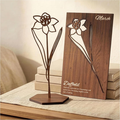 Birth Month Flower Wooden Decor, Grandma Mothers Day Gift for Mom Nana Gigi, Elegant Floral Home Decor, Birthday Christmas Gift