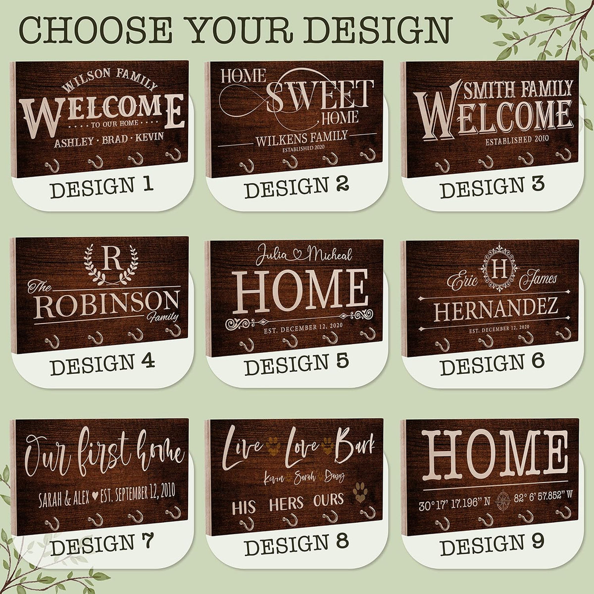 Zexpa Apparel Personalized Wood Key Hook for Couple Mr Mrs Customized Wooden Wall Key Rack, Custom Wedding Date