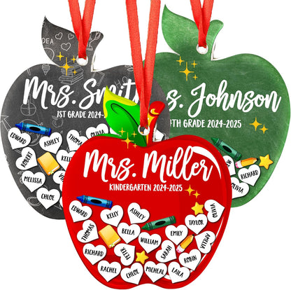 Personalized Teacher Ornament Gift from Students - Custom Acrylic Hanging Decoration with Teacher & Kids Names - Christmas Tree Keepsake for End of Year, Appreciation, Back to School