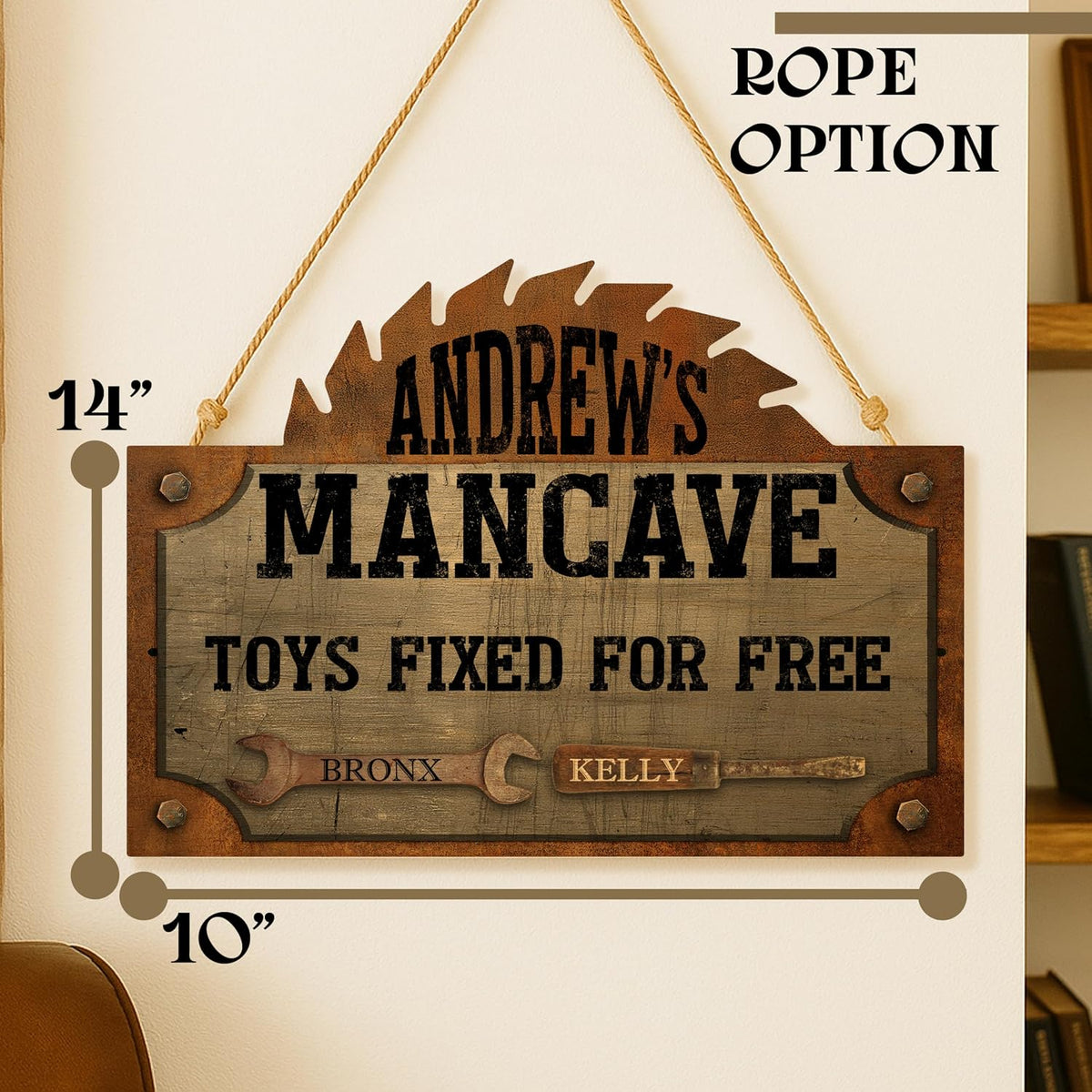 Personalized Garage Wood Sign for Dad, Custom Rustic Workshop Decor Gift
