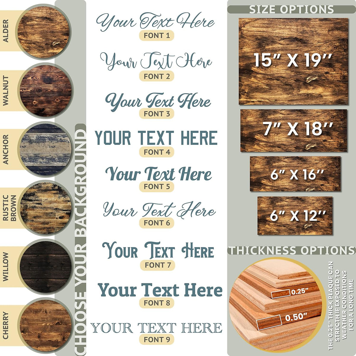 Personalized Wood Sign with 9 Font and 6 Color Options – Customized Wooden Home Décor for Father’s Day, Mother’s Day, Christmas, Housewarming, or Birthday Gifts