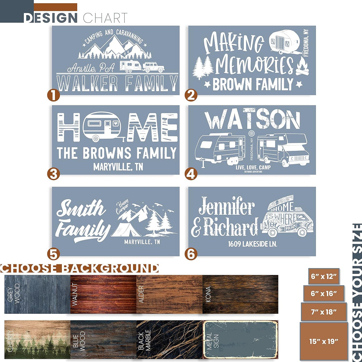 Personalized Camping Wood Sign with Name, Custom RV Camper Address Plaque