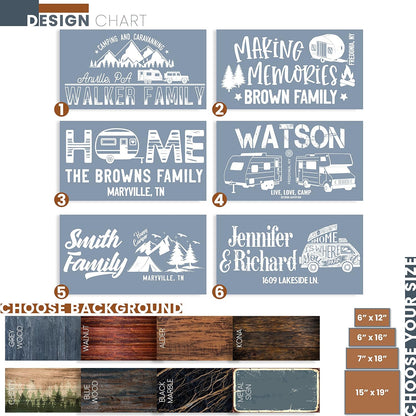 Personalized Camping Wood Sign with Name, Custom RV Camper Address Plaque