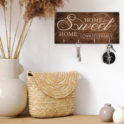 Personalized Wood Key Hanger for Wall | New Home Décor Gift for Wedding Housewarming | Customized Gifts for Couple Mr Mrs Key Ring Holder Hook | Key Rack | C02D08