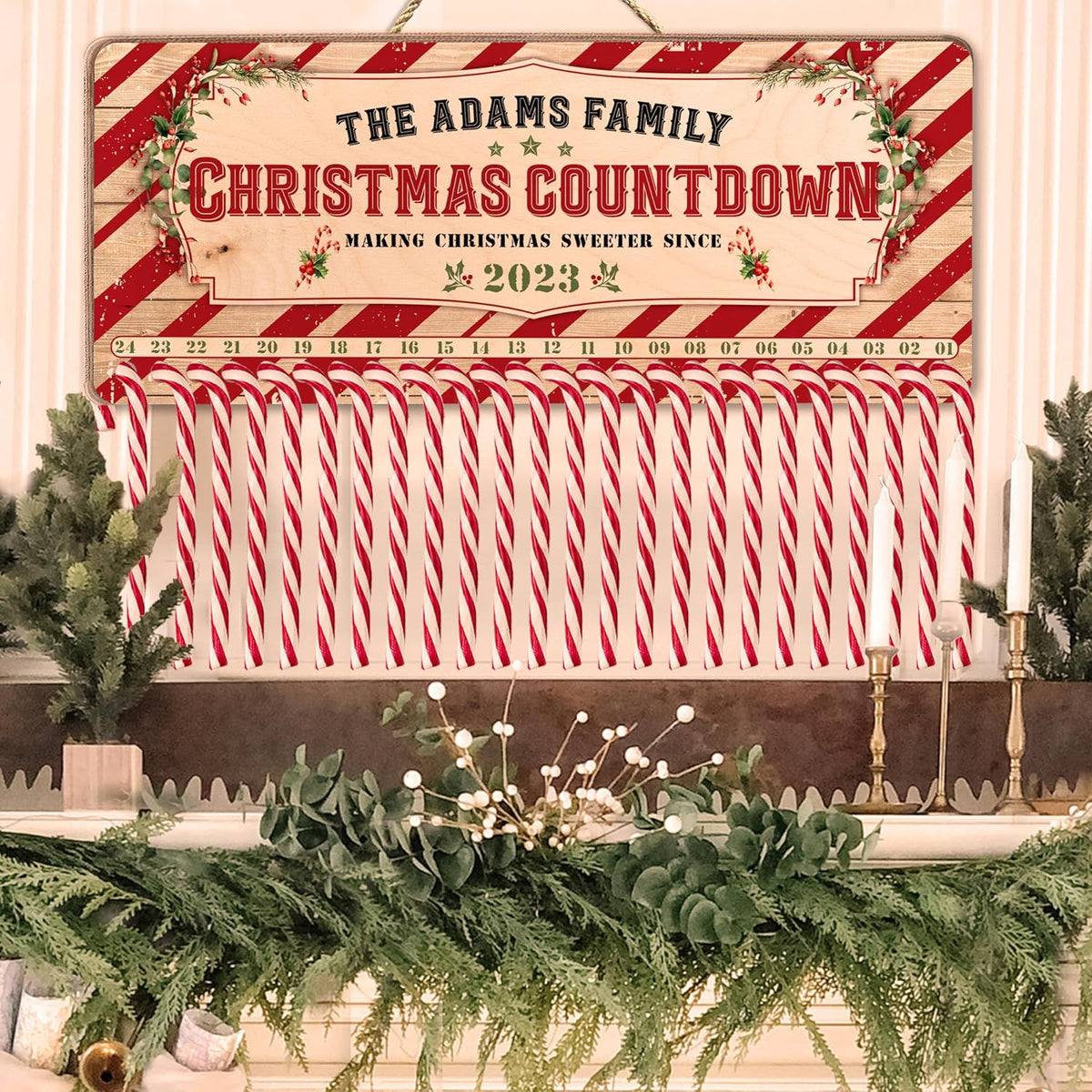 Personalized Christmas Countdown Wood Sign, Custom Advent Calendar Decor