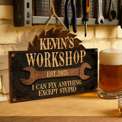Personalized Garage Wood Sign for Dad or Grandpa – Custom Rustic Workshop Wall Decor with Name – Funny Gift for Father’s Day, Birthday, Christmas from Kids or Grandkids – Papa’s Garage Sign