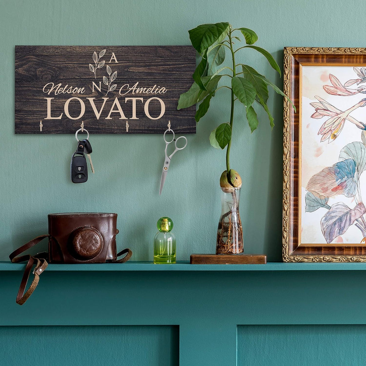 Personalized Wood Key Holder for Wall, Custom Housewarming Gift for Couples