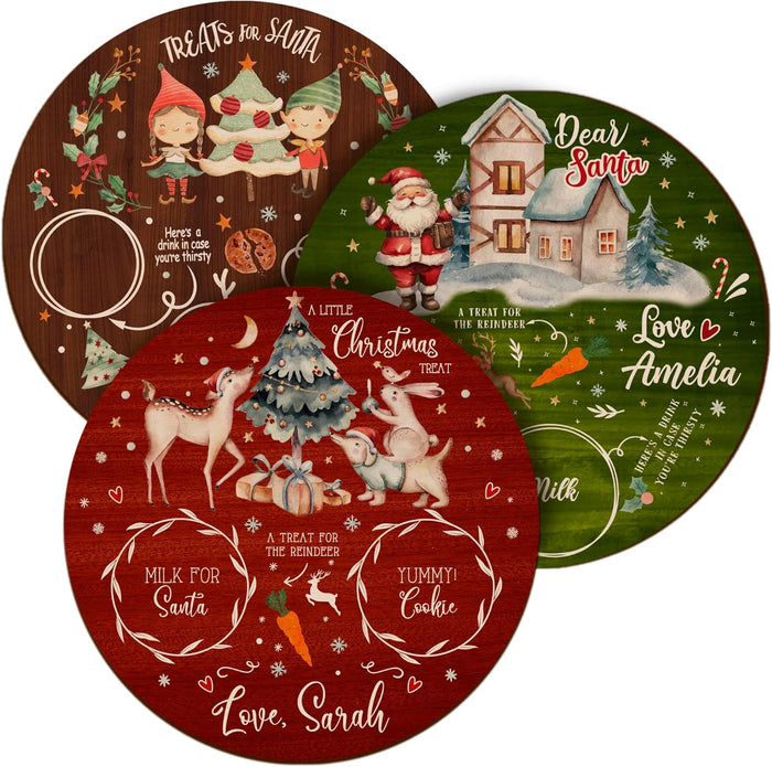Personalized Christmas Santa Plate, Custom Holiday Cookie Tray for Families