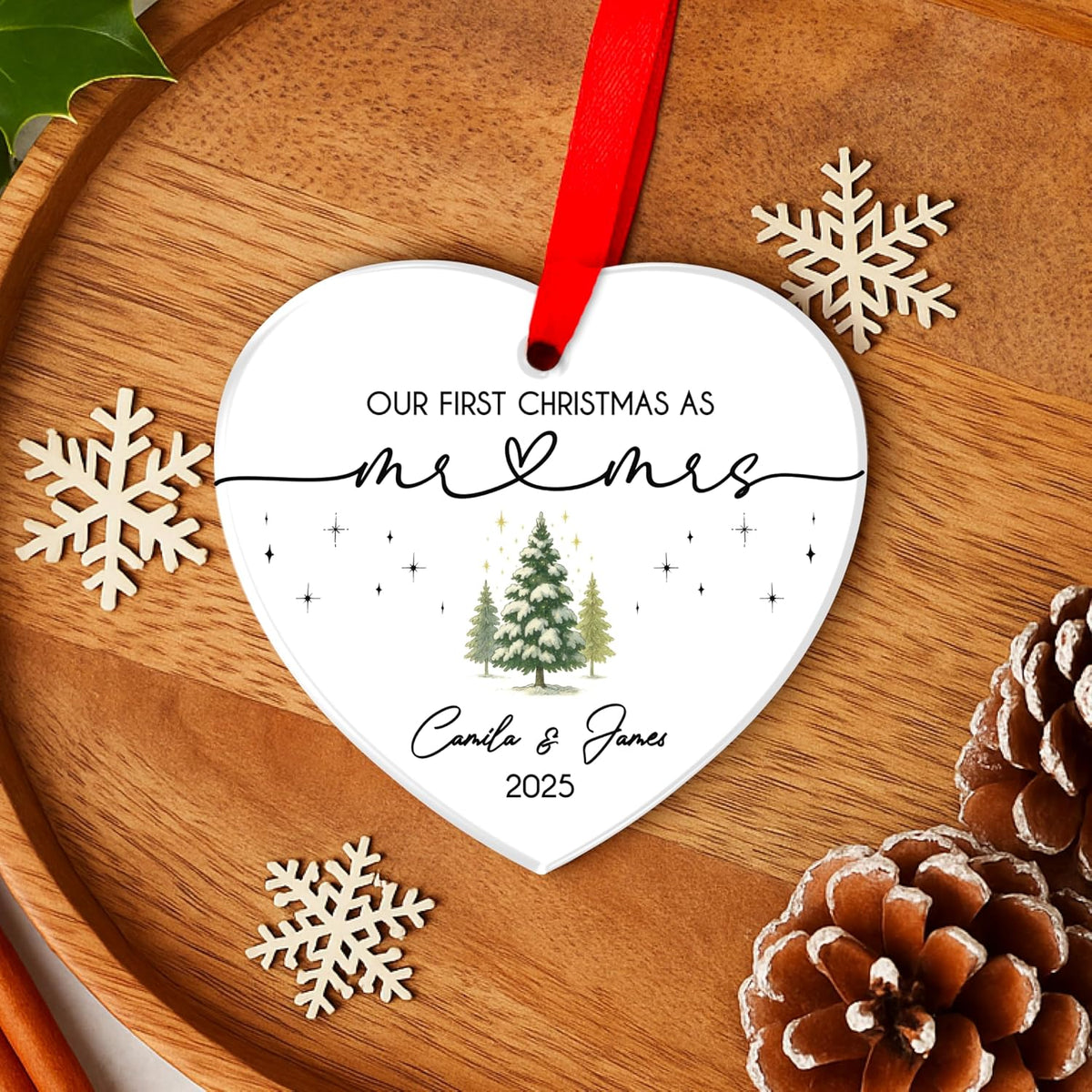 Personalized Our First Christmas as a Couple Ornament, Custom Newlywed Gift
