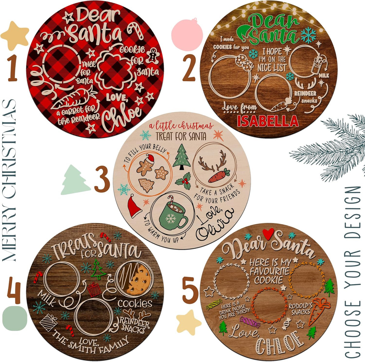 Personalized Christmas Cookie Tray for Santa, Custom Wooden Xmas Decoration