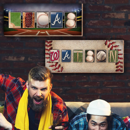 Personalized Baseball Wood Sign with Name, Custom Sports Wall Decor for Men