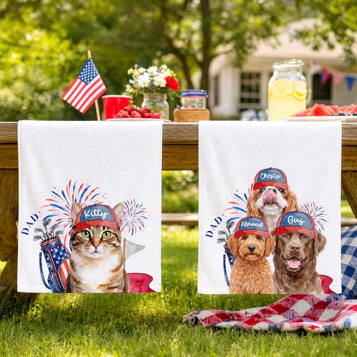 Zexpa Apparel Custom Pet Golf Towel – Personalized Golf Club Towel with Your Dog or Cat Photo & Name – Unique Pet Lover Golf Accessory Gift for Golfers & Pet Owners