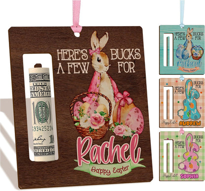Personalized Easter Money Holder with Name, Custom Wooden Cash Gift