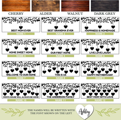 Personalized Family Tree Wood Sign with Names, Custom Best Mom Ever Gift