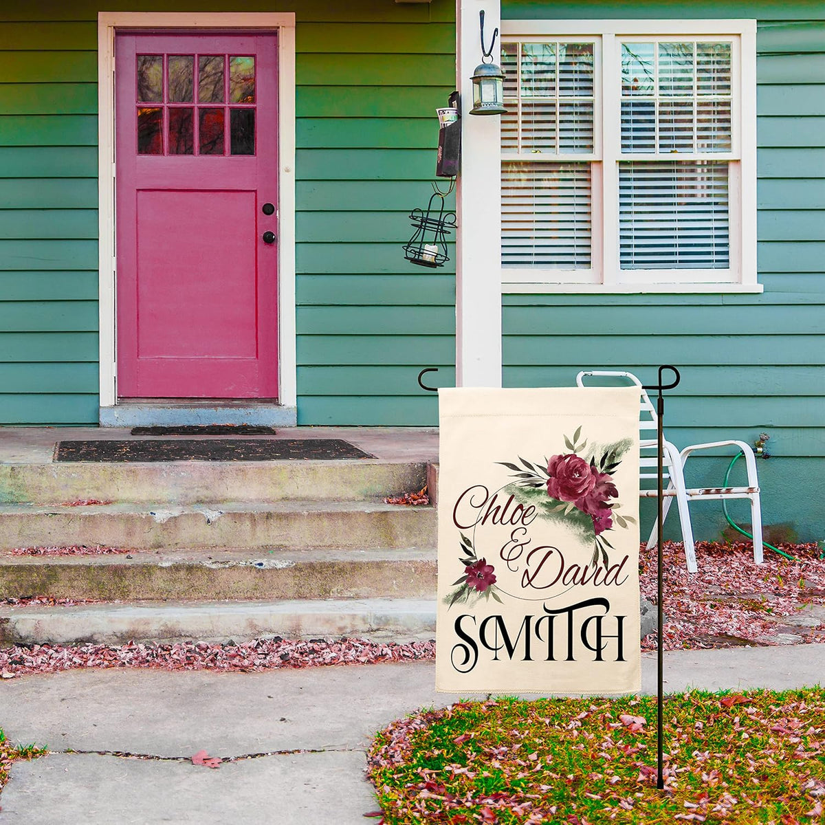 Personalized Garden Flag with Name & Initial, Double Sided Porch Yard Flag