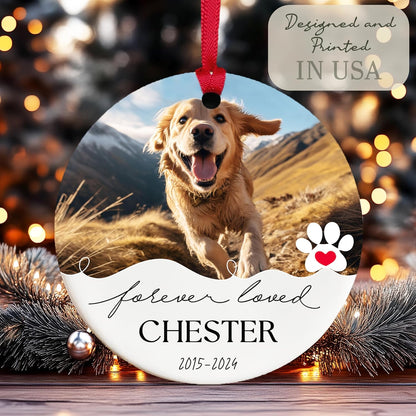 Personalized Pet Photo Christmas Ornament, Custom Dog Cat Memorial Keepsake