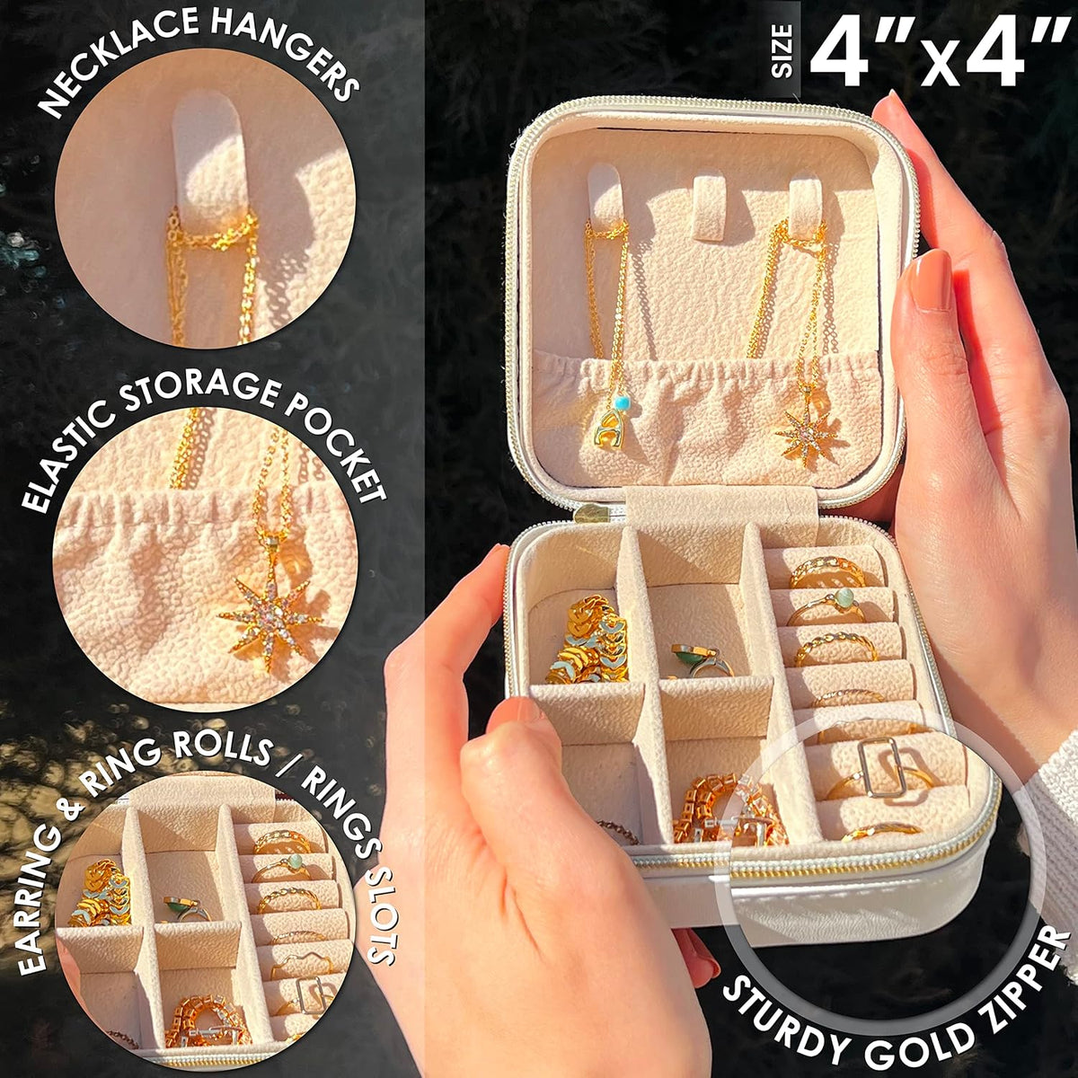 UNIQUE CUSTOM GIFTS Personalized Initial Jewelry Box Gifts for Women - White & Pink Colors - Travel Organizer Case for Girls - Bridesmaid Gift (White Box #K)