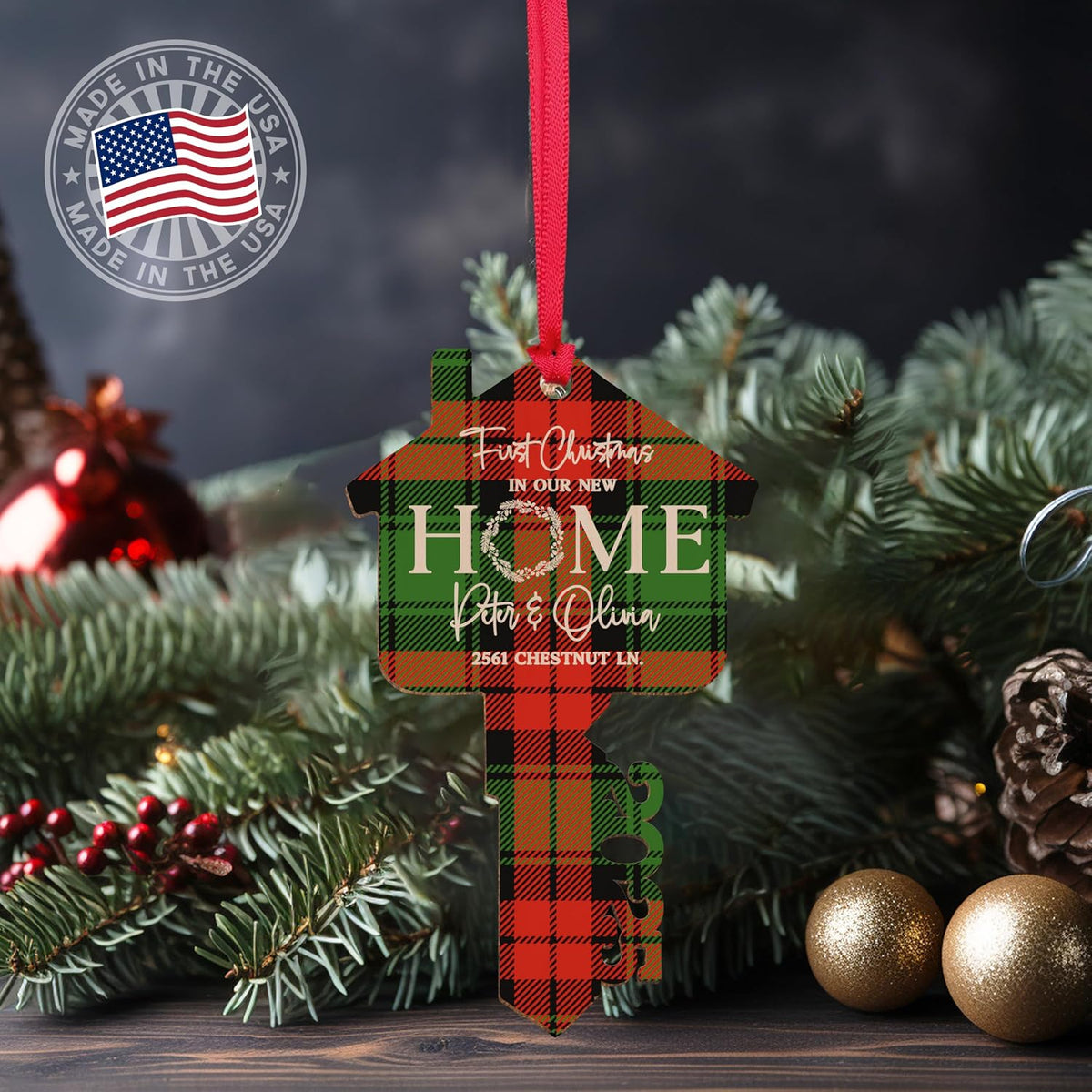 Personalized New Home Christmas Ornament with Address, Custom Keepsake Gift