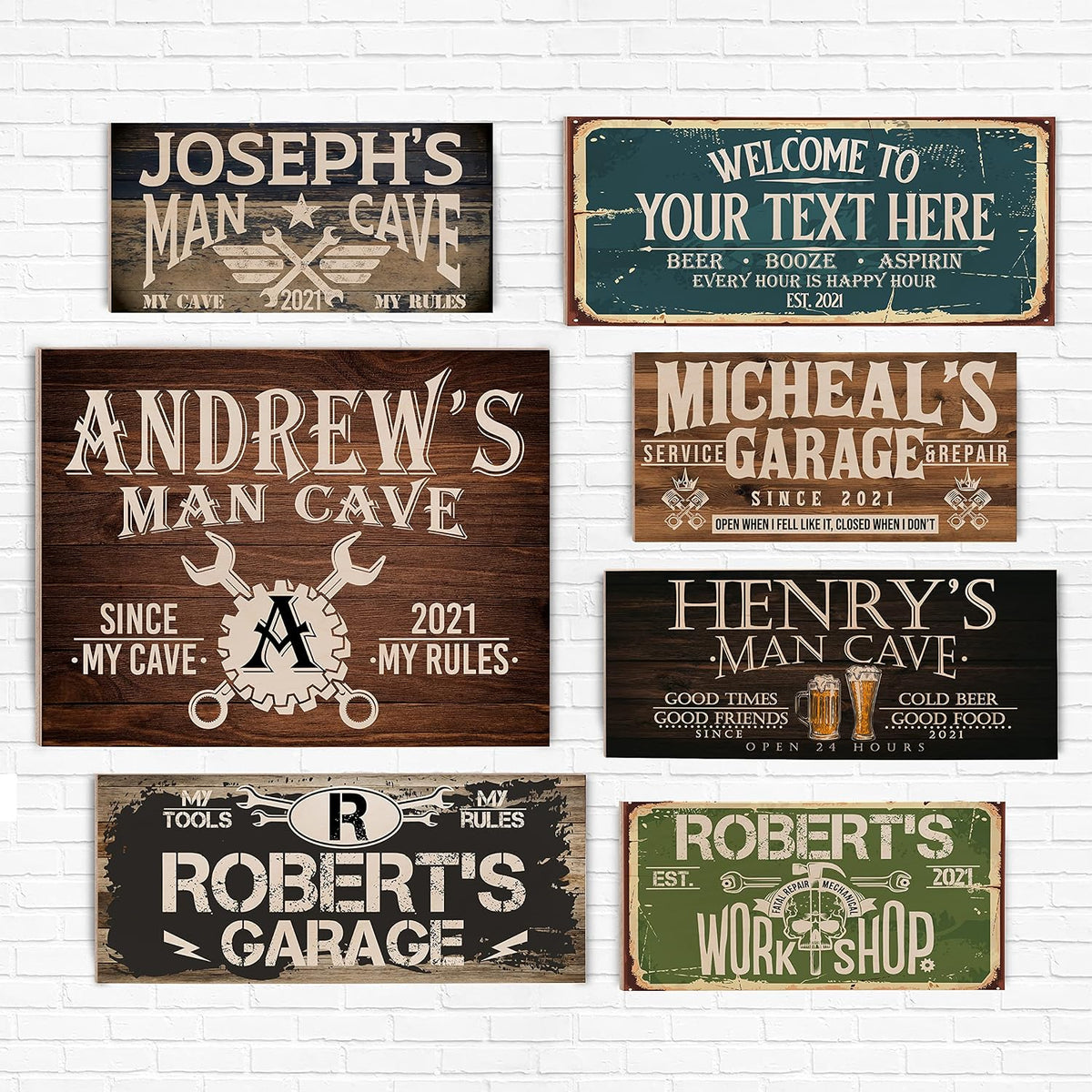 Personalized Wooden Man Cave Wall Sign 4 Size, 9 colors and 9 font options Customized Gift For Dad For Husband