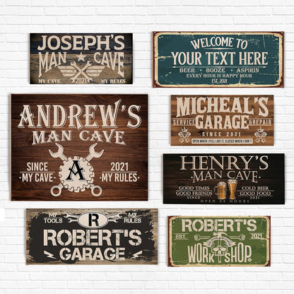 Personalized Wooden Man Cave Wall Sign 4 Size, 9 colors and 9 font options Customized Gift For Dad For Husband