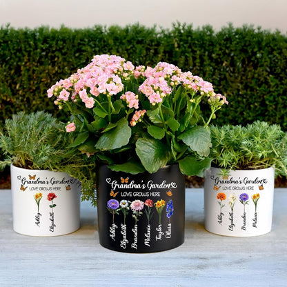 Gift for Grandma – Personalized Flower Pot with Grandkids’ Names – Custom Ceramic Planter for Nana, Mom or Grandma’s Garden – Holiday Christmas Home Décor Keepsake for Mantel, Mother’s Day