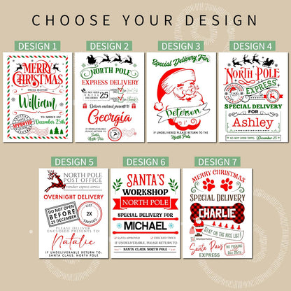 Custom Christmas Santa Sack, Personalized Xmas Sacks, Customized Drawstring Gift Bag for Presents, North Pole Gifts Pouch (Medium)