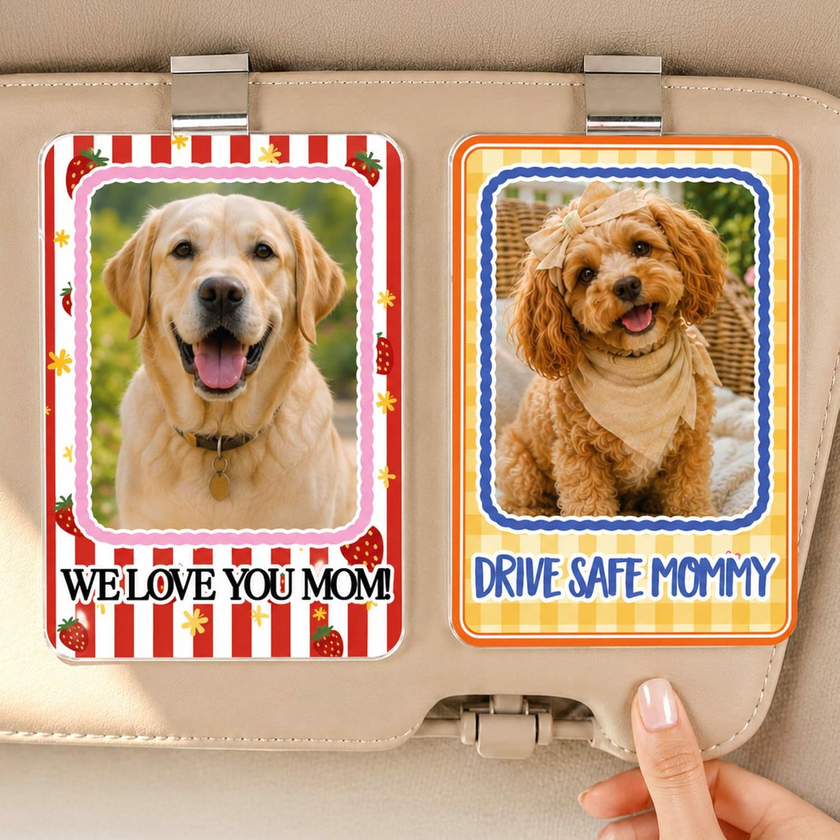 Personalized Car Visor Photo Clip – Custom Acrylic Picture Holder with Text, Gift for Dad, Mom, Husband, Wife, or Girlfriend