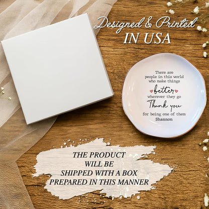 Personalized Thank You Jewelry Tray with Custom Name - Ceramic Jewelry Trinket Plate with Heartwarming Message - Appreciation Gift for Women, Nurse, Teacher, Mom, Best Friend, Birthday, Christmas