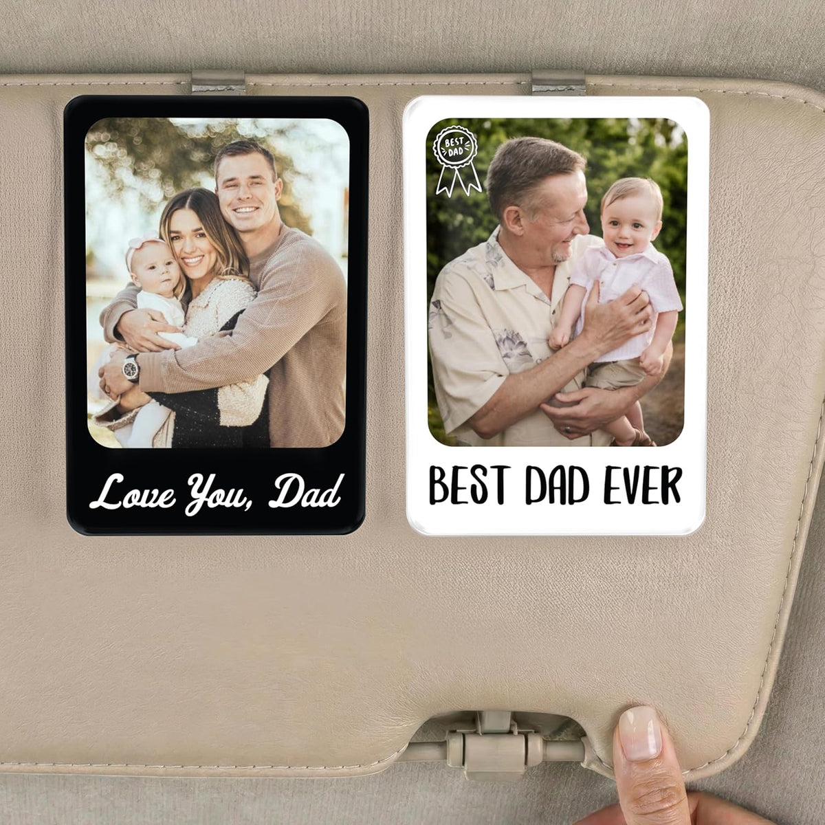 Personalized Car Visor Photo Clip – Custom Acrylic Picture Holder with Text, Gift for Dad, Mom, Husband, Wife, or Girlfriend
